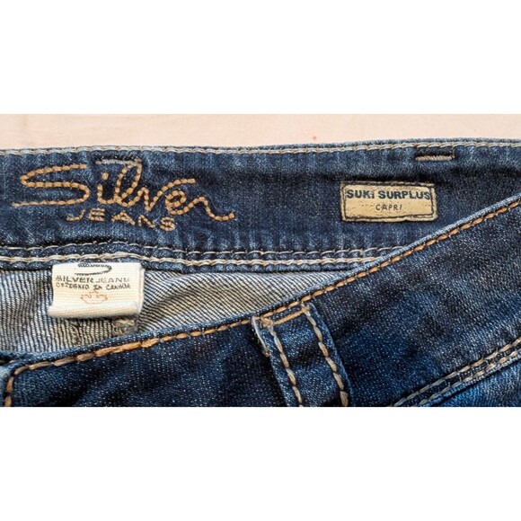 SILVER Jeans SUKI SURPLUS CAPRI Womens W34 (35) Western Denim Dark Wash - Picture 3 of 9